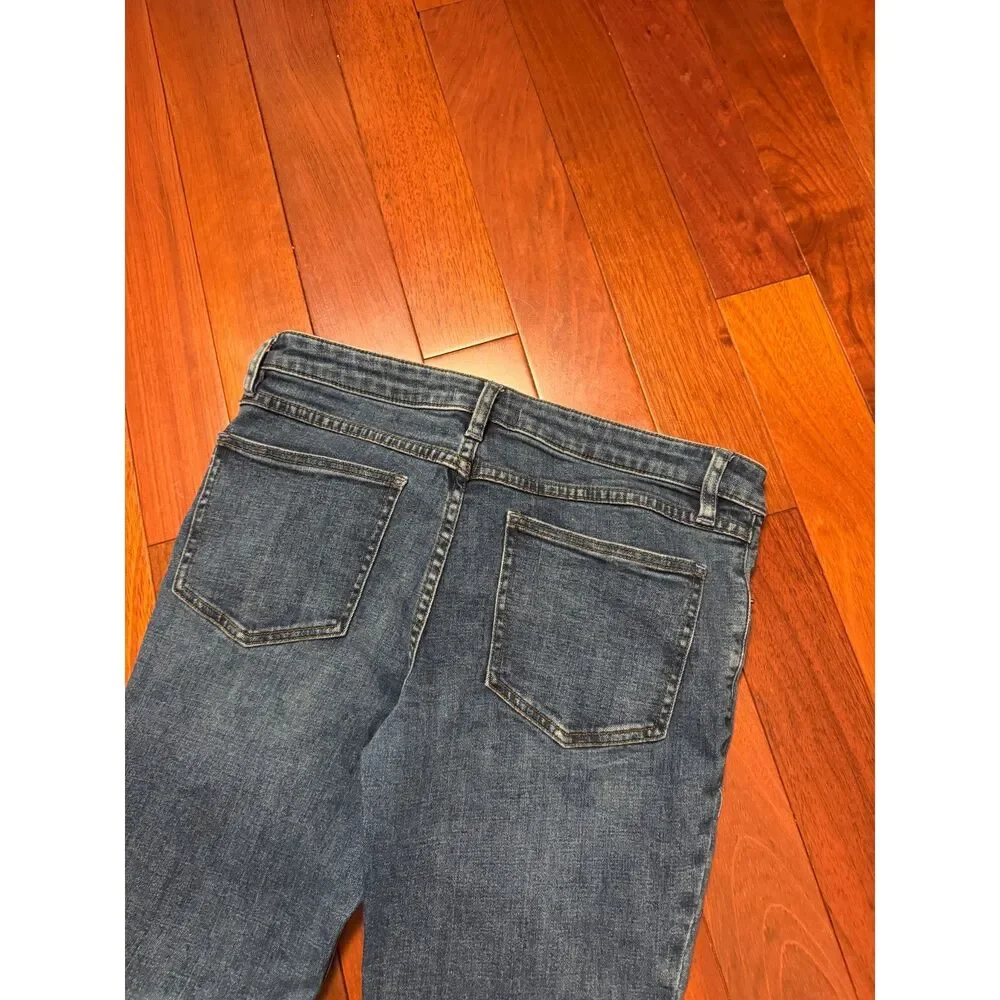Free People Straight Leg Jeans Women's 30 Medium Wash Raw Hem Boho Casual 90s
